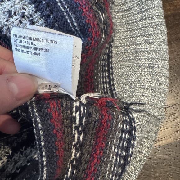 American Eagle‎ Aztec Hooded Pullover Cotton Sweater Kangaroo Pocket Men’s Small - Picture 10 of 11